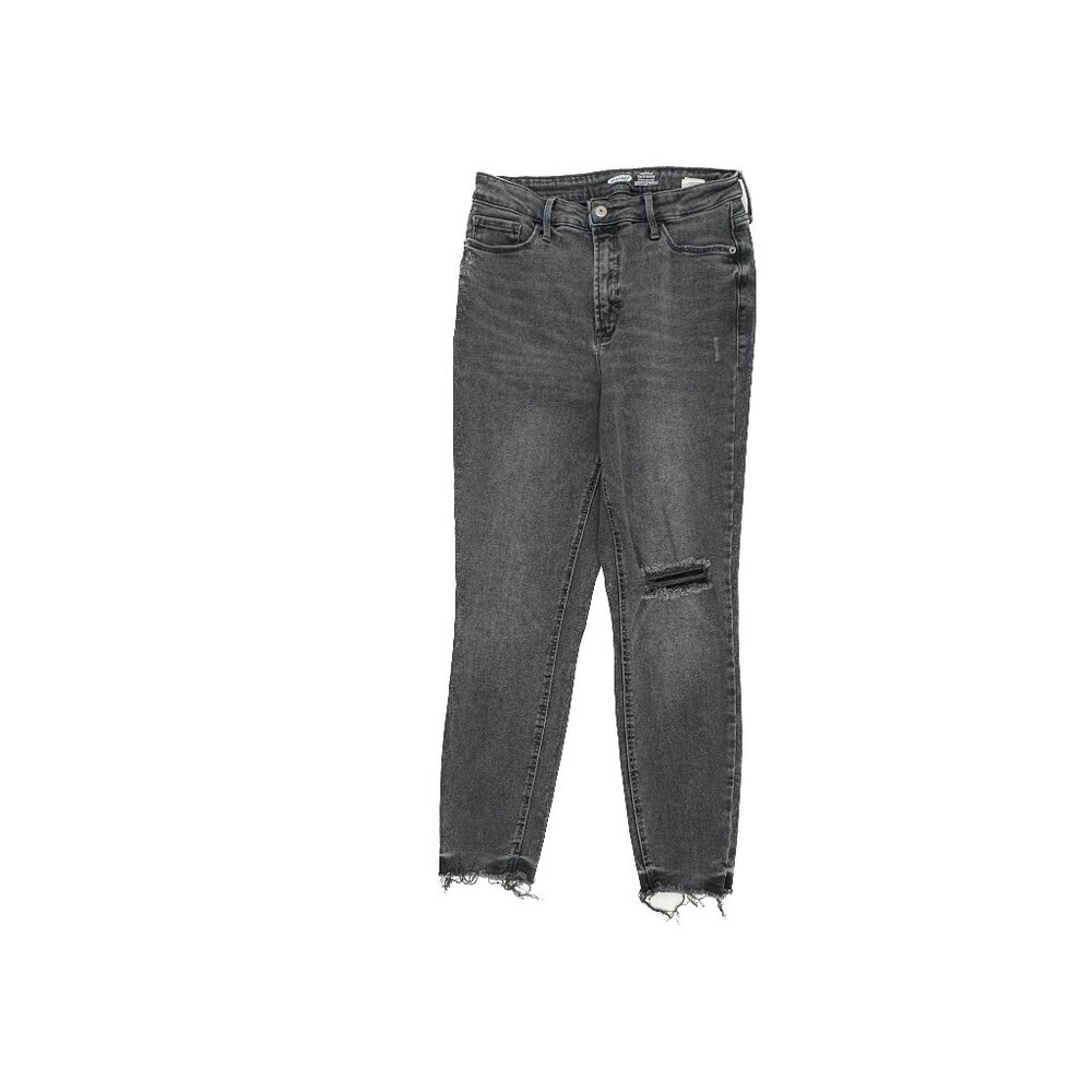 Old Navy Super Skinny Extra High Rise Distressed Raw Hem Women's size 12 Black